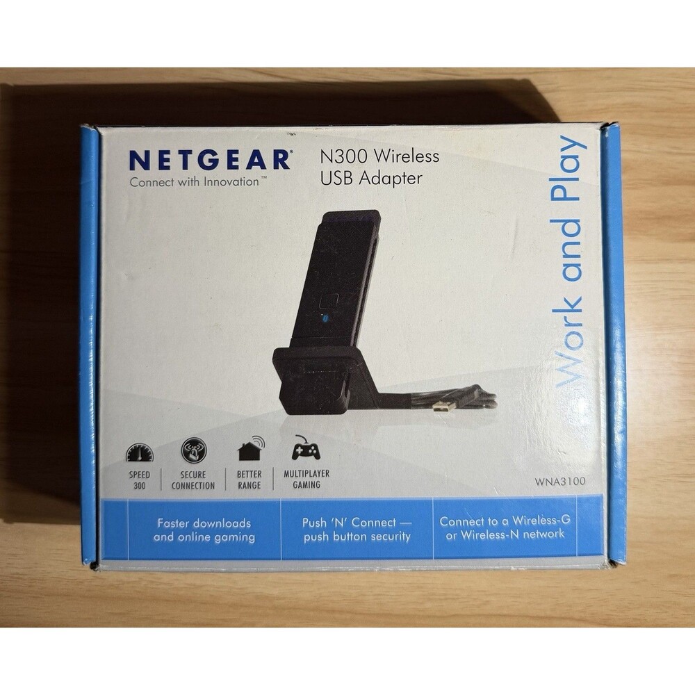 NEW SEALED! NetGear WNA3100 Wireless N-300 USB Wifi USB Adapter with Cradle